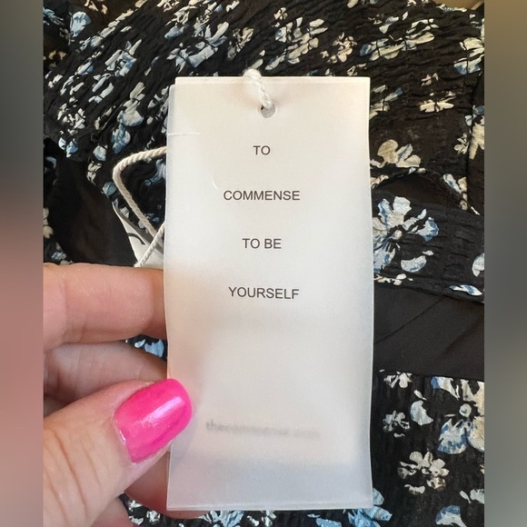 Commense Women’s Medium Navy‎ Blue Floral Sleeveless MIDI Dress Tie Strap NWT - Picture 11 of 13